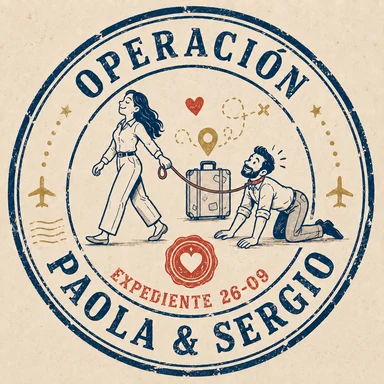 Sello ilustrado de la Operación Paola y Sergio